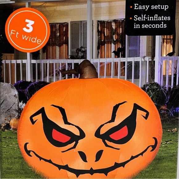 Halloween HUGE Jack-o-Lantern 3' Inflatable Scary Airblown Lit Yard Deco Pumpkin - Picture 2 of 8